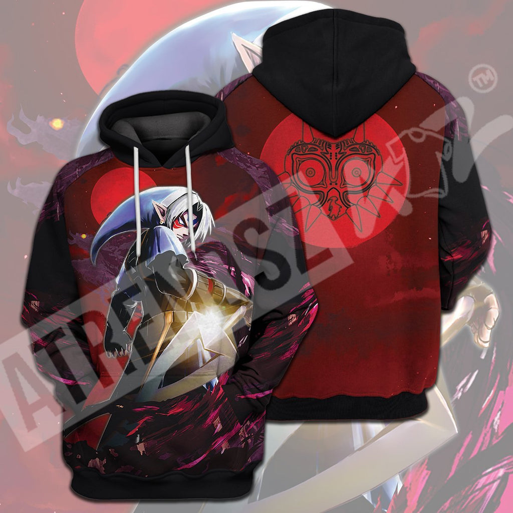  Legend Of Zelda T-shirt Cool Dark Link Majora's MaskBlack Red  T-shirt Hoodie Legend Of Zelda Hoodie 