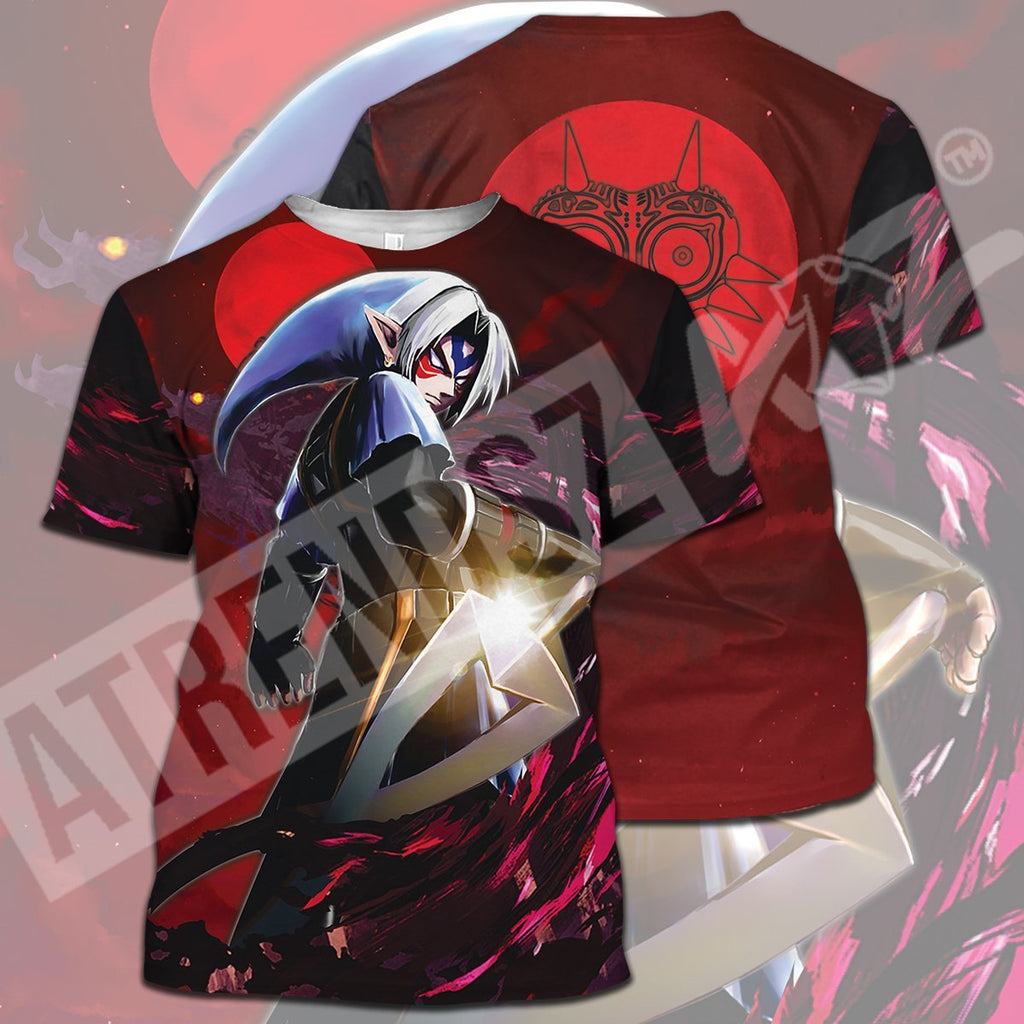  Legend Of Zelda T-shirt Cool Dark Link Majora's MaskBlack Red  T-shirt Hoodie Legend Of Zelda Hoodie 