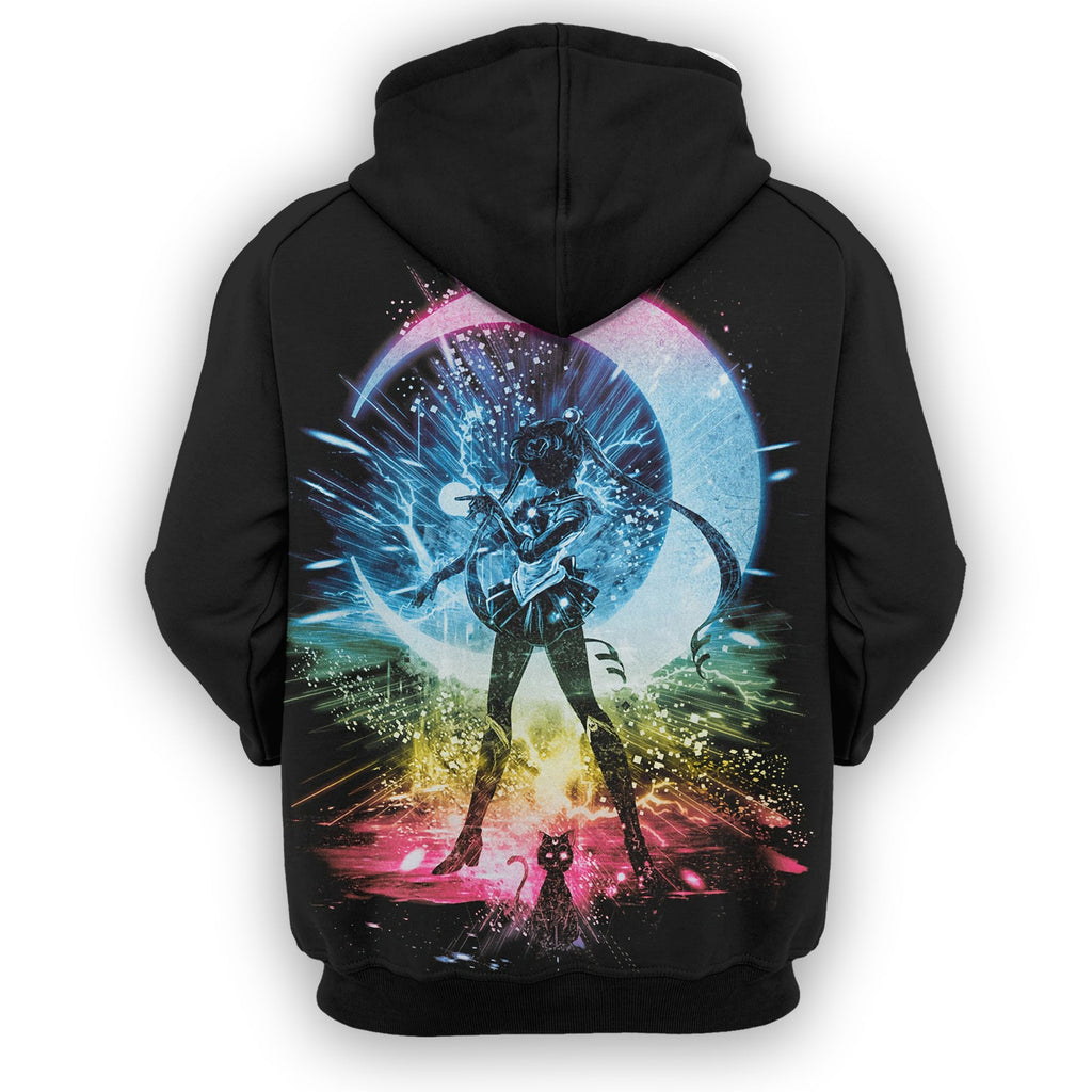 Sailor Moon Hoodie Sailor Moon Pose Radiant Color Black Hoodie Anime Clothing  