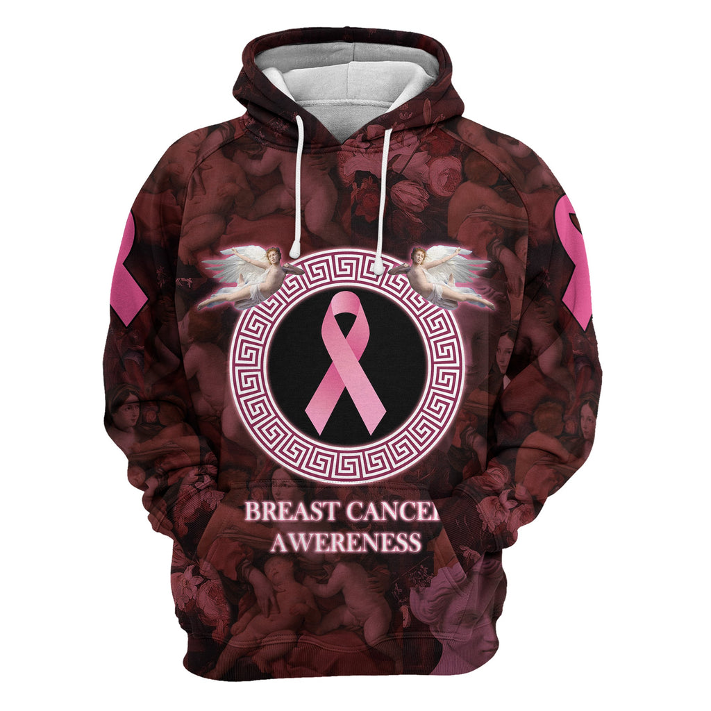 Gifury Breast Cancer Hoodie Breast Cancer Awareness Ribbons Angels Pink 3d Hoodie Breast Cancer Apparel 2022
