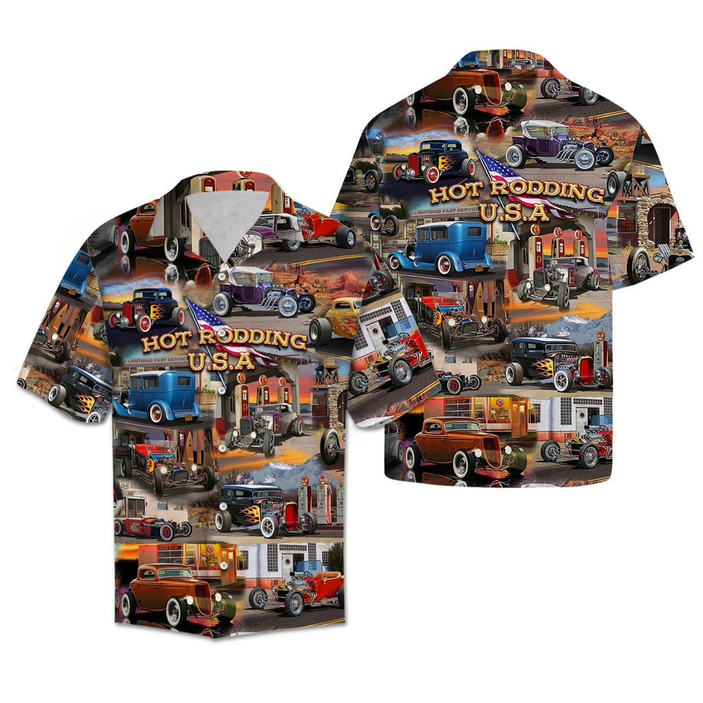  Hot Rod Hawaiian Shirt Hot Rodding USA Hawaii Aloha Shirt