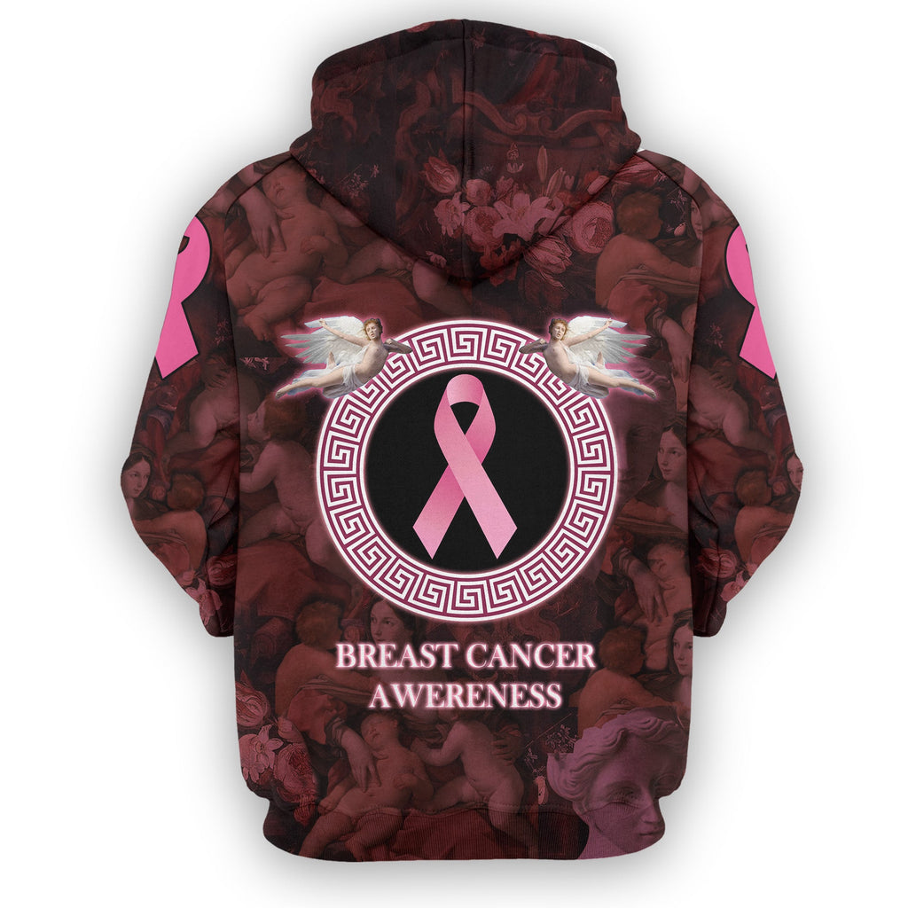 Gifury Breast Cancer Hoodie Breast Cancer Awareness Ribbons Angels Pink 3d Hoodie Breast Cancer Apparel 2022