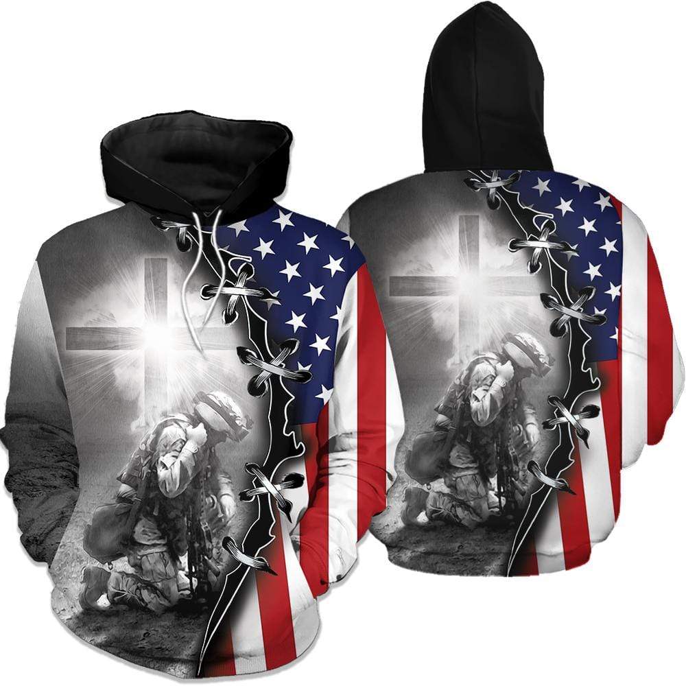 US Veteran Hoodie Love Of Christ 3D Shirt Hoodie For Army Soldier