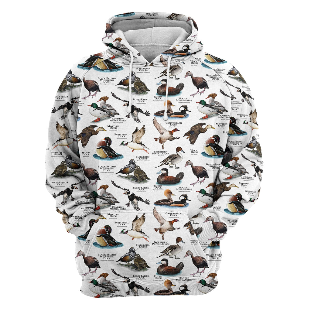 Gifury Hunting Hoodie Duck Hunting Types Of Duck Pattern White 3d Hoodie Gift For Hunter Hunting Apparel 2022