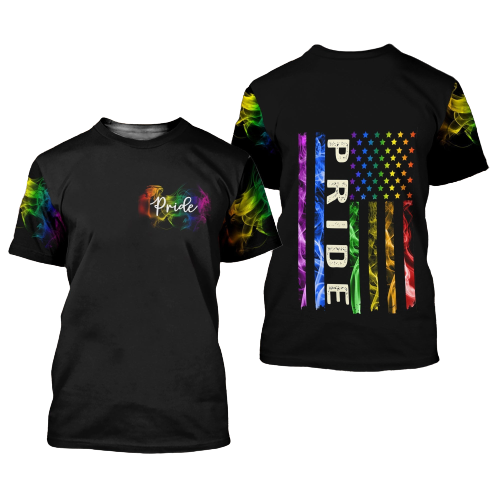  LGBT Shirt LGBT Color American Flag Pride Black T-shirt Hoodie Adult Unisex Full Print