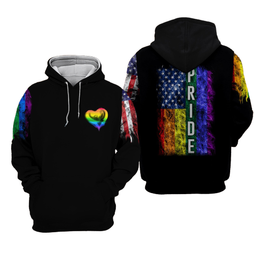  LGBT Pride Shirt LGBT Pride Smoke Rainbow American Flag 3D Tshirt Hoodie Adult Full Print