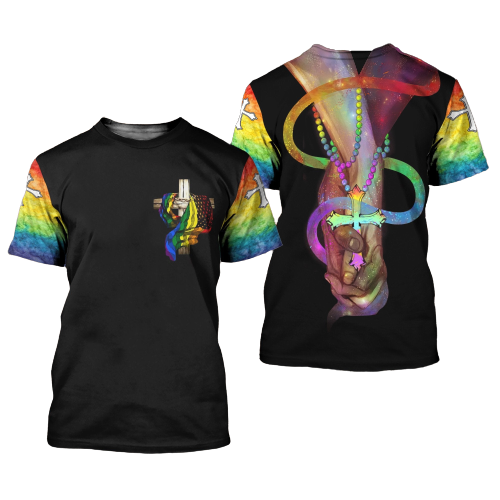 LGBT God Shirt God Loves Everyone LGBT Colors T-shirt Hoodie Adult Unisex Full Print