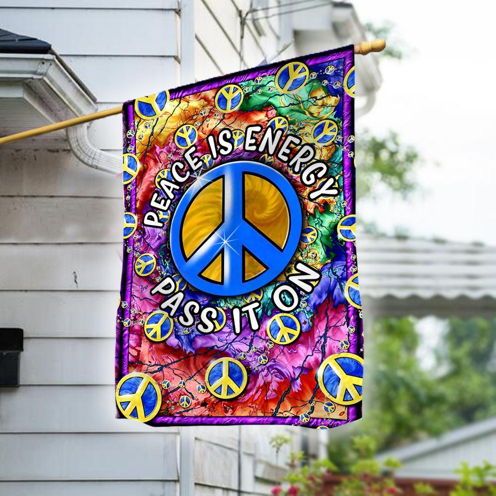  Hippie Garden Flag Peace Is Energy Pass It On Peace Symbols Colorful House Flag