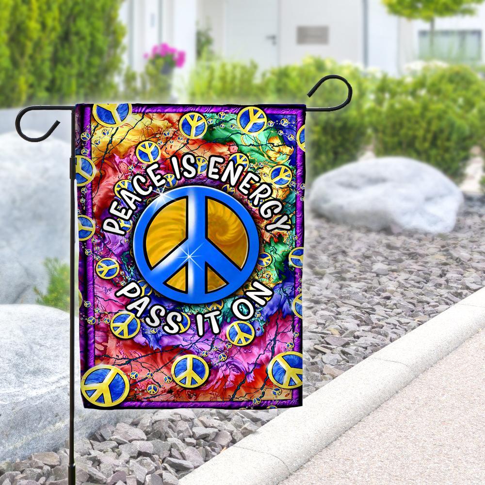  Hippie Garden Flag Peace Is Energy Pass It On Peace Symbols Colorful House Flag