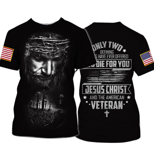 Veteran Hoodie Shirt Jesus Christ And The American Veteran T-shirt Hoodie Adult Full Size