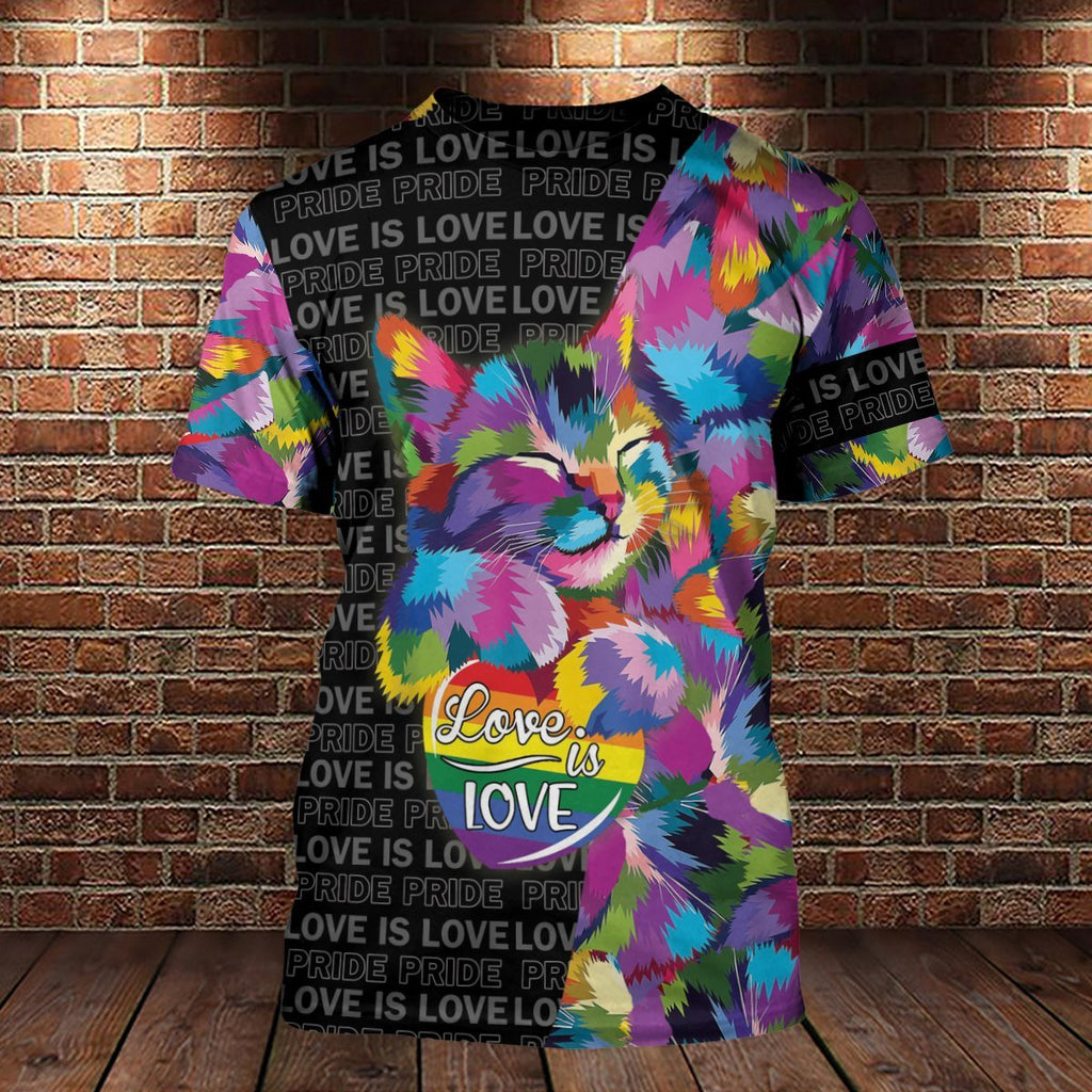 LGBT Cat T-shirt LGBT Pride Rainbow Cat Love Is Love T-shirt Hoodie Adult Unisex Full Print