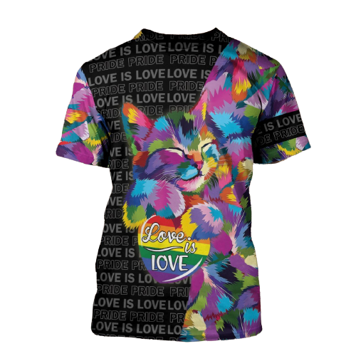 LGBT Cat T-shirt LGBT Pride Rainbow Cat Love Is Love T-shirt Hoodie Adult Unisex Full Print