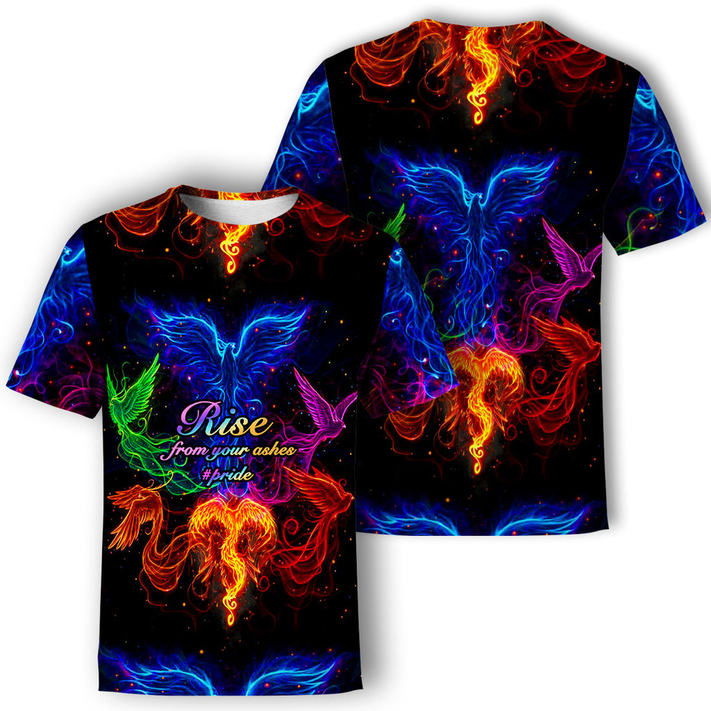  LGBT Pride Shirt Rise From Your Ashes Rainbow Birds T-shirt Hoodie Adult Unisex Full Print