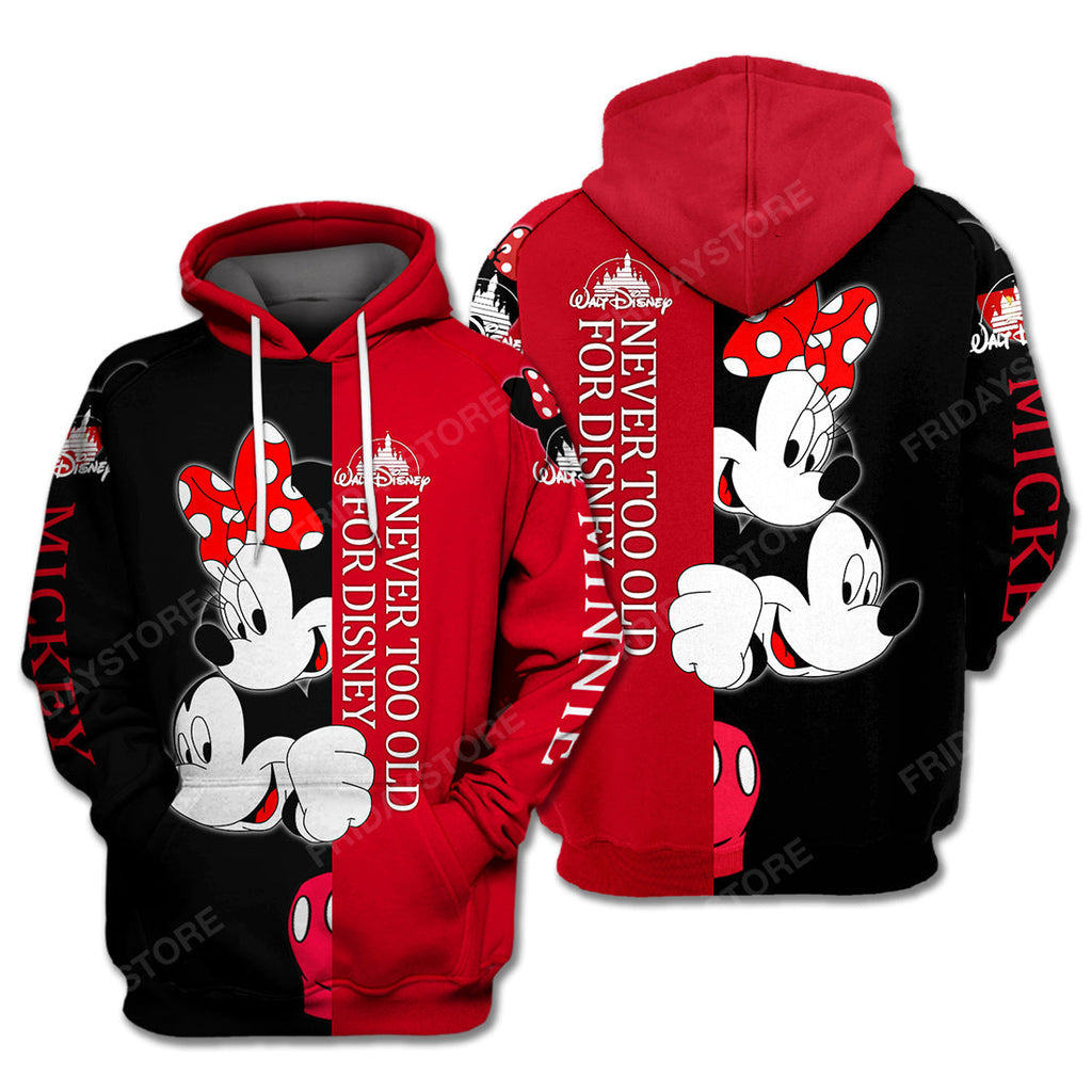  DN Hoodie MN Hoodie Minnie And MN Never Too Old For DN Black Red Hoodie