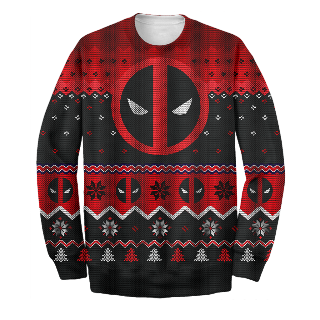  MV Ugly Sweater Deadpool Ugly Long Sleeve Printing Amazing MV Sweatshirt 