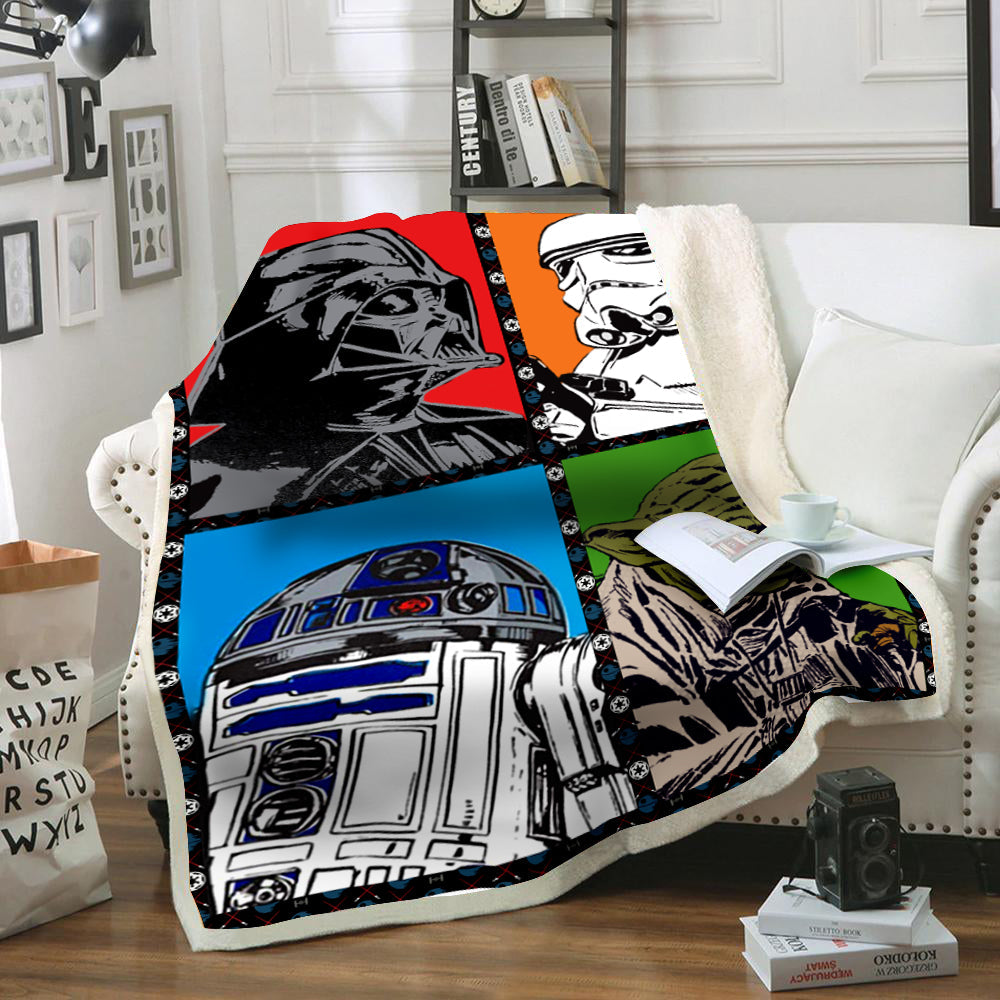  SW Blanket D. Vader Yoda Storm trooper R2 - D2 Blanket High Quality SW Blanket 2023