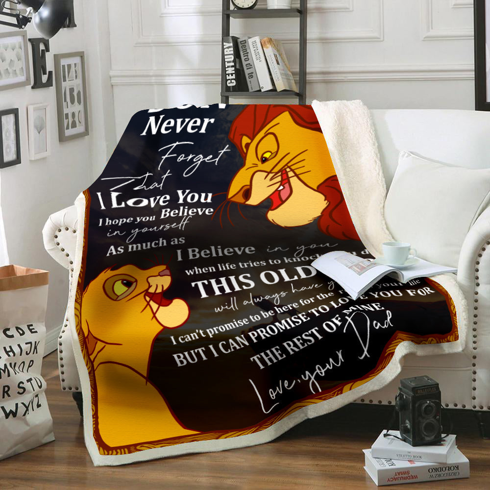 LK Blanket Mufasa & Simba Father And Son - To My Son Blanket High Quality DN Blanket