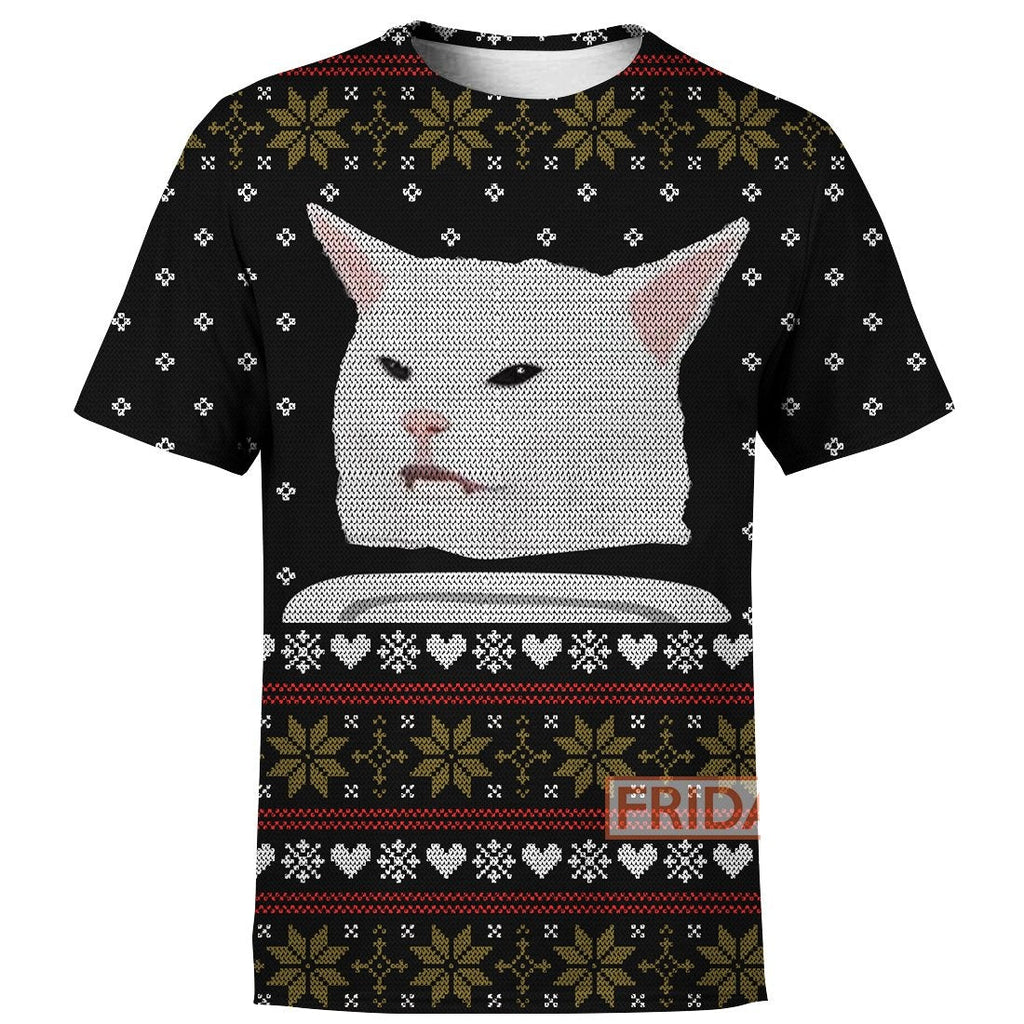 Gifury Cat Meme T-shirt Woman Yelling At Cat Meme Ugly Christmas Sweater T-shirt Cat Hoodie Sweater Tank 2025