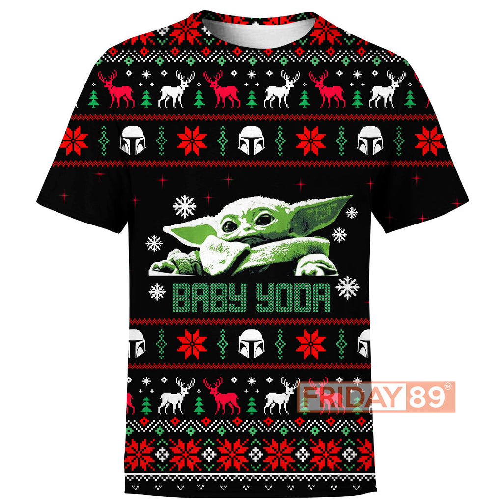  SW T-shirt SW Adorable Baby Yoda Ugly Christmas Pattern T-shirt Amazing SW Hoodie Sweater Tank 2025