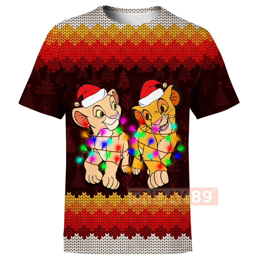 LK T-shirt Simba & Nala Christmas Light T-shirt Amazing DN Hoodie Sweater Tank