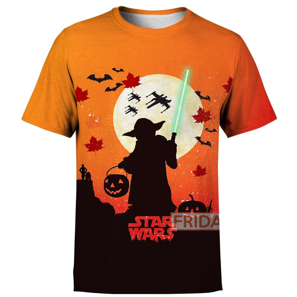  SW T-shirt Yoda Silhouette Halloween Orange T-shirt High Quality SW Hoodie Sweater Tank 2025