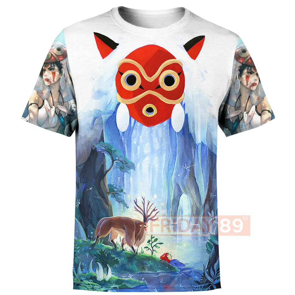  S.Ghibli Mononoke Hoodie S.Ghibli Princess Mononoke Forest Spirit 3D T-shirt Awesome S.Ghibli Shirt Sweater Tank 