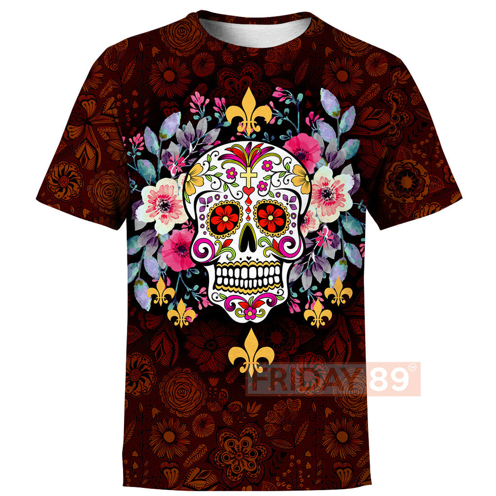 Gifury Skull T-shirt 3D Print Sugar Skull Calavera Day Of The Dead T-shirt Skull Hoodie Sweater Tank 2025