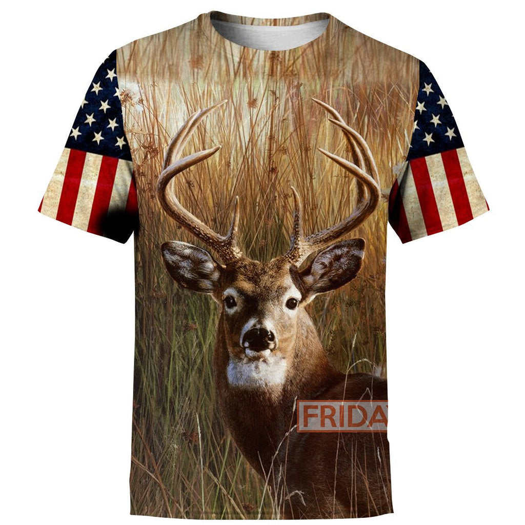 Gifury Hunting T-shirt Deer Hunting Wildlife American Flag T-shirt Hunting Hoodie Sweater Tank 2025