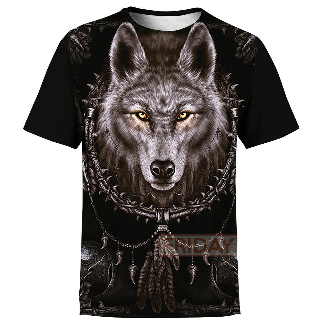 Gifury Native American Hoodie Mystery Wolf Black Native American Dreamcatcher T-shirt Native American Shirt Sweater Tank 2022