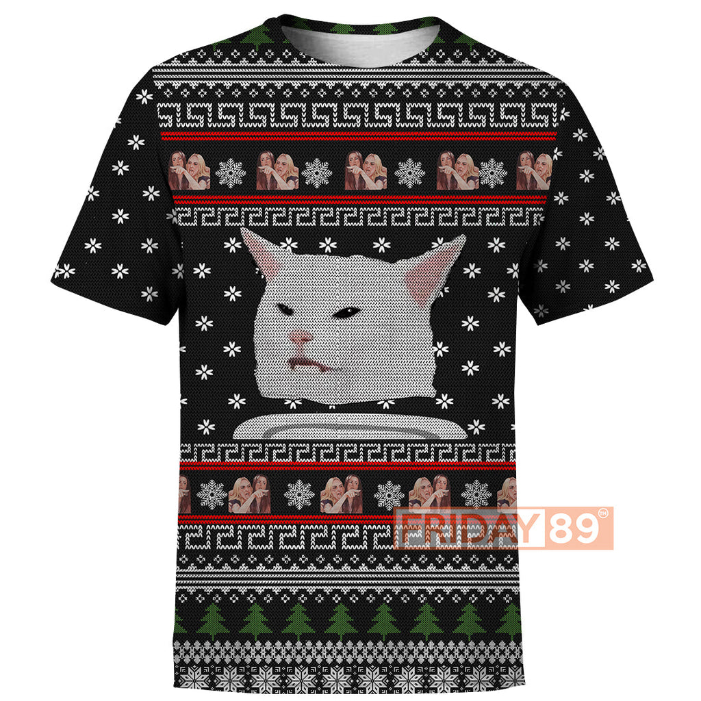 Gifury Cat T-shirt Cat Meme Woman Yelling Christmas Pattern T-shirt Cat Hoodie Sweater Tank 2025