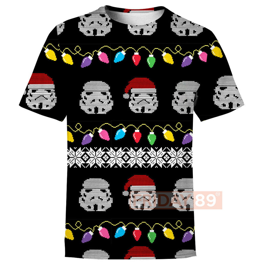  SW T-shirt Stormtrooper Emoji Christmas Light T-shirt Cute High Quality SW Hoodie Sweater Tank 2025