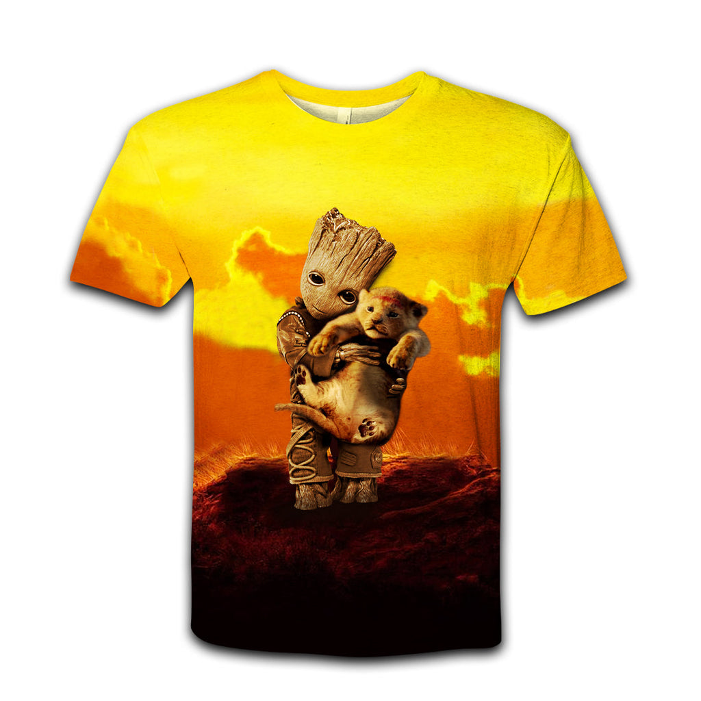 LK T-shirt 3D Print Groot Hug Lion T-shirt Awesome DN Hoodie Sweater Tank
