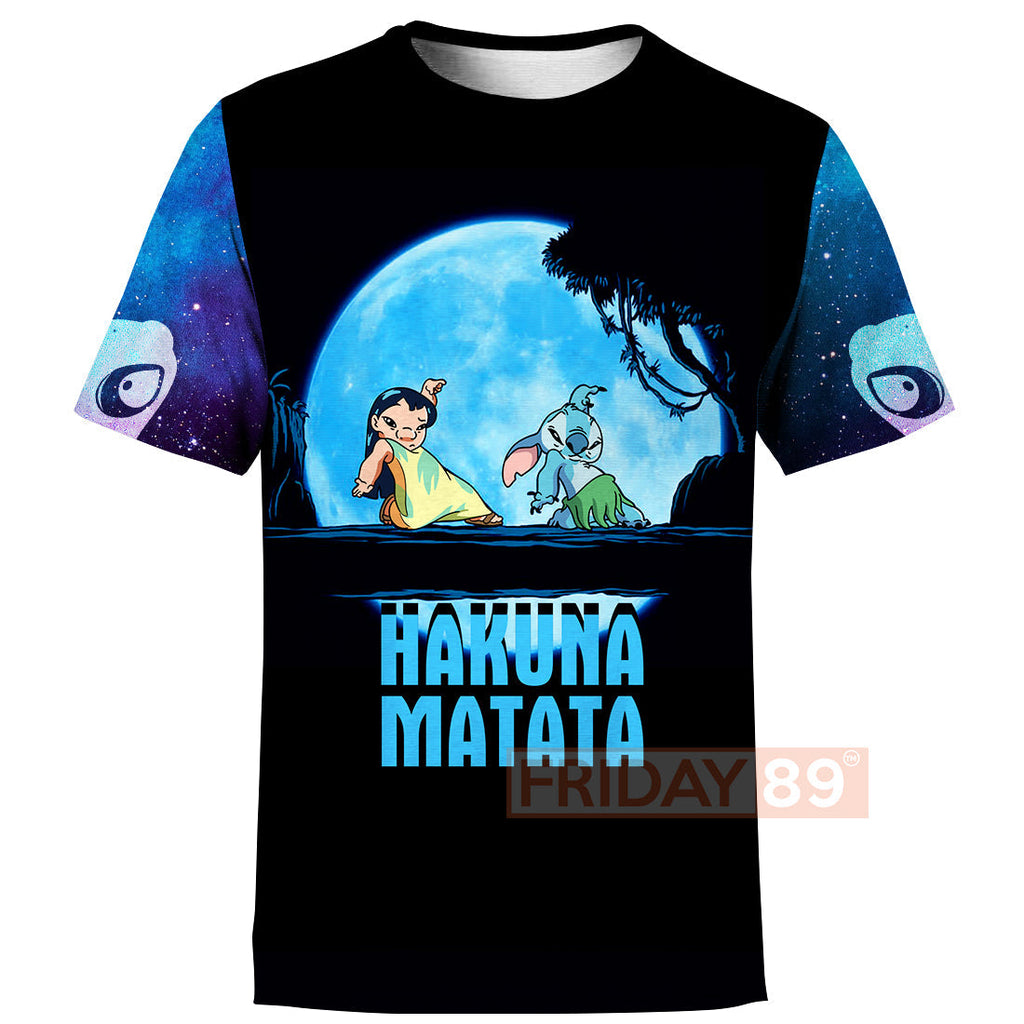 Stitch & Lilo T-shirt Walking In The Moon Hakuna Matata 3D Print T-shirt Cute DN Hoodie Sweater Tank