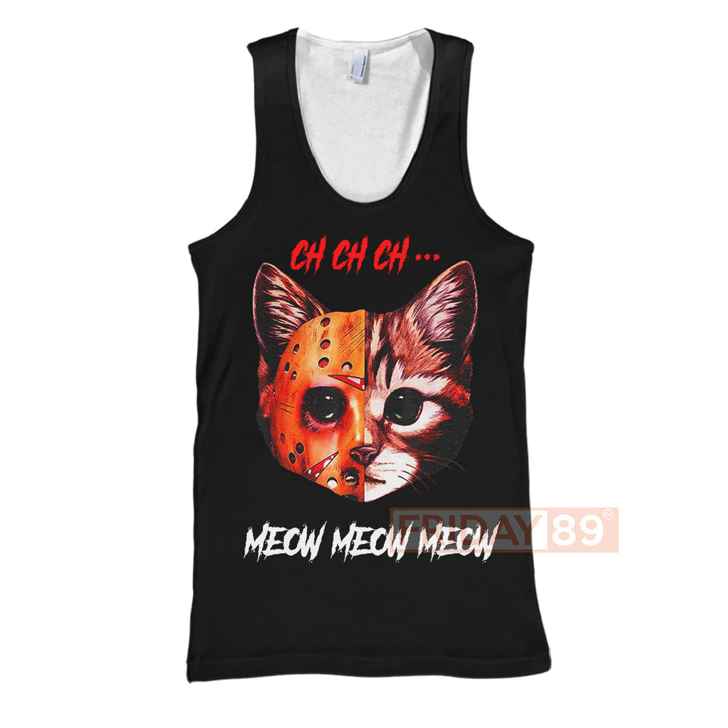  Horror Cat T-shirt Horror Cat Ch Ch Ch Meow Meow Meow T-shirt Cool Horror Cat Hoodie Sweater Tank 2026