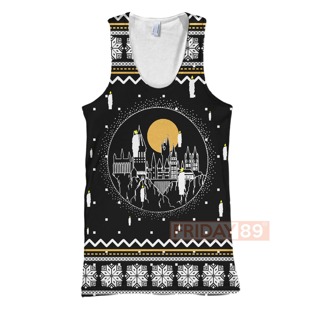  HP T-shirt HW Castle Candles Christmas T-shirt Awesome HP Hoodie Sweater Tank 2024