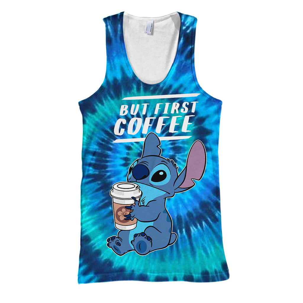 Stitch T-shirt But First Coffee - Stitch Tie Dye T-shirt DN Stitch Hoodie Sweater Tank