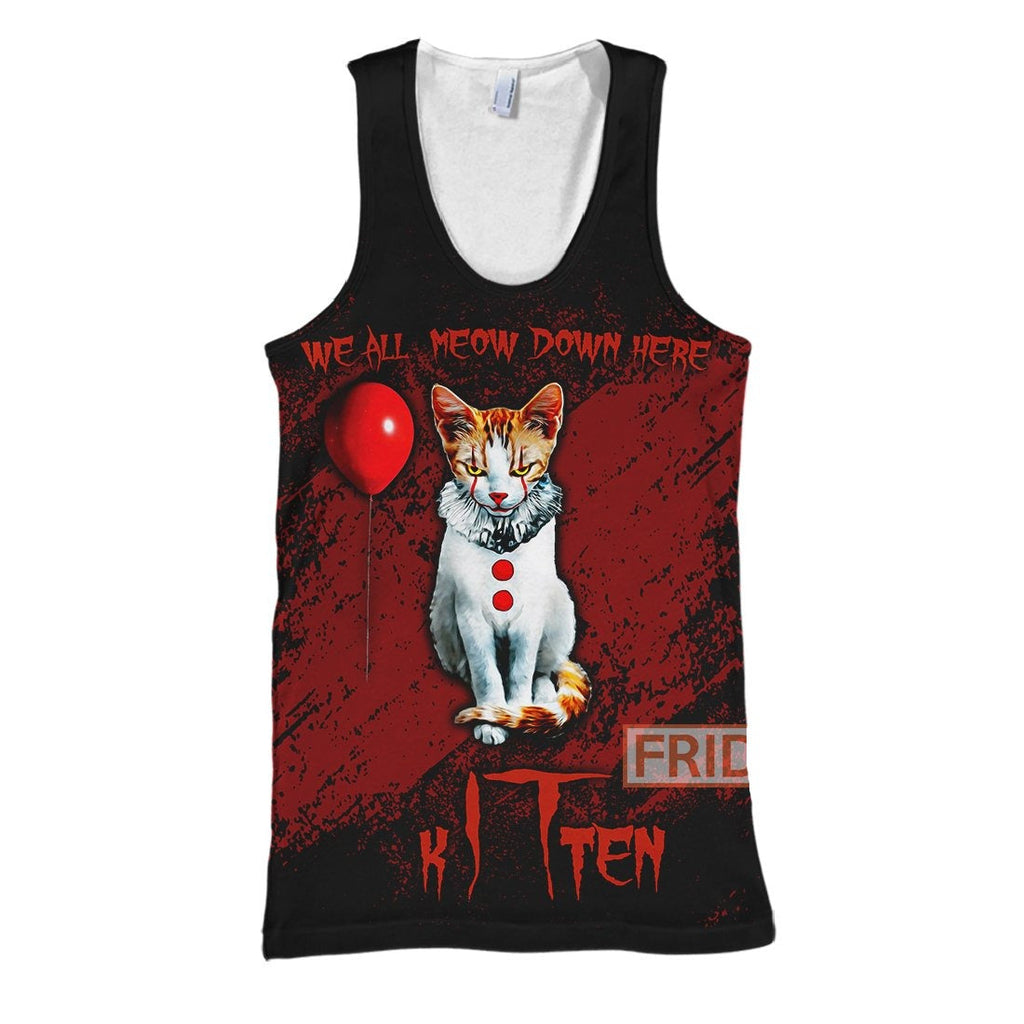  Horror Cat T-shirt We All MEOW Down Here T-shirt High Quality Horror Cat Hoodie Sweater Tank 2026