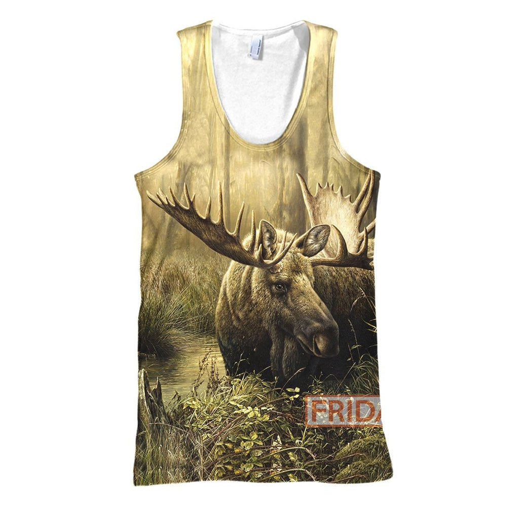 Gifury Hunting T-shirt Beauty Moose Hunting Art 3D Print T-shirt Hunting Hoodie Sweater Tank 2024