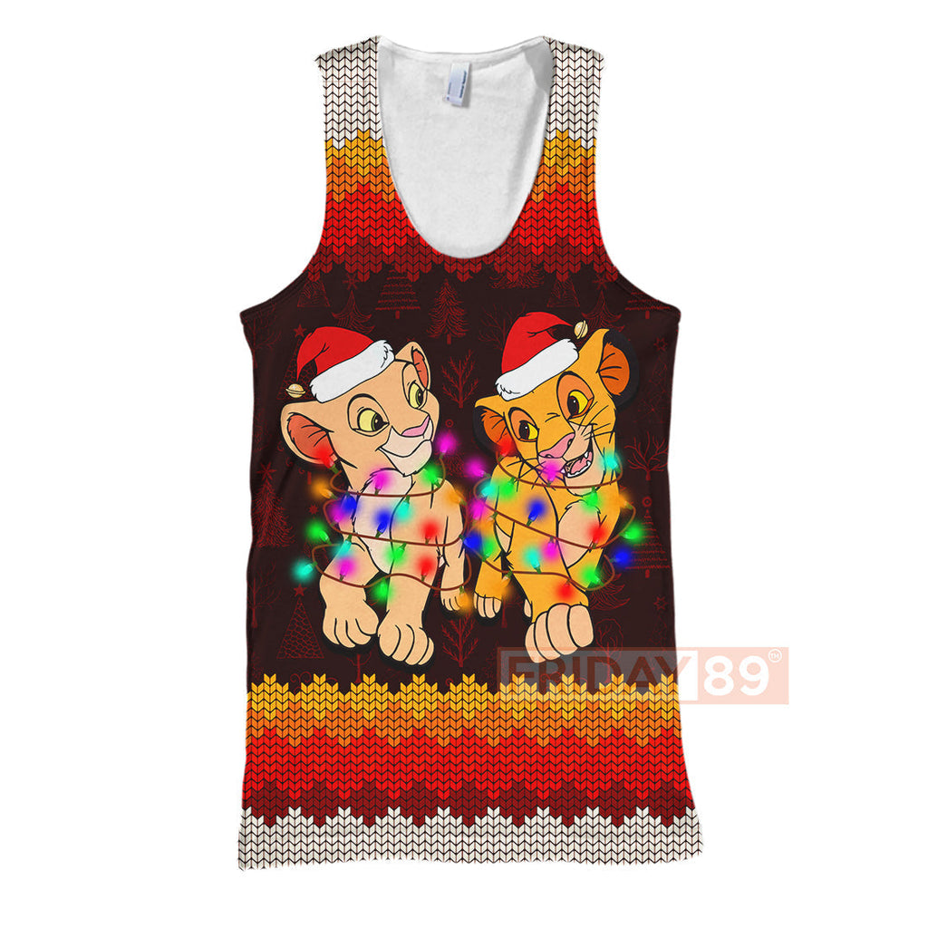 LK T-shirt Simba & Nala Christmas Light T-shirt Amazing DN Hoodie Sweater Tank