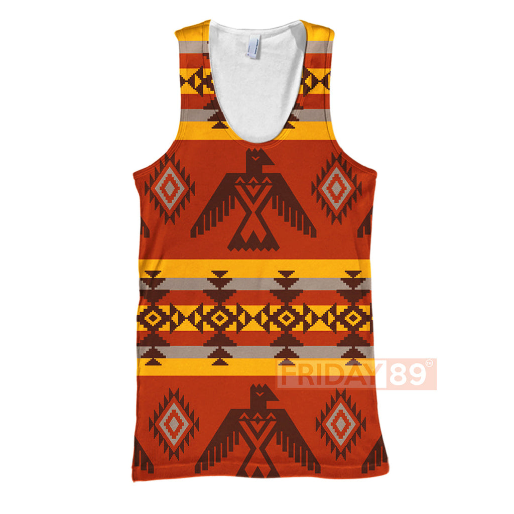 Gifury Native American Hoodie Orange Eagle Symbols Native American Culture Patterns 3D Print T-shirt Native American Shirt Sweater Tank 2022