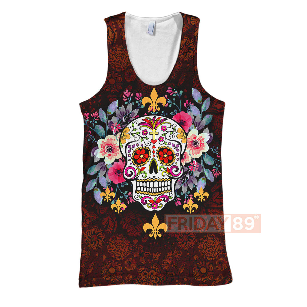 Gifury Skull T-shirt 3D Print Sugar Skull Calavera Day Of The Dead T-shirt Skull Hoodie Sweater Tank 2024