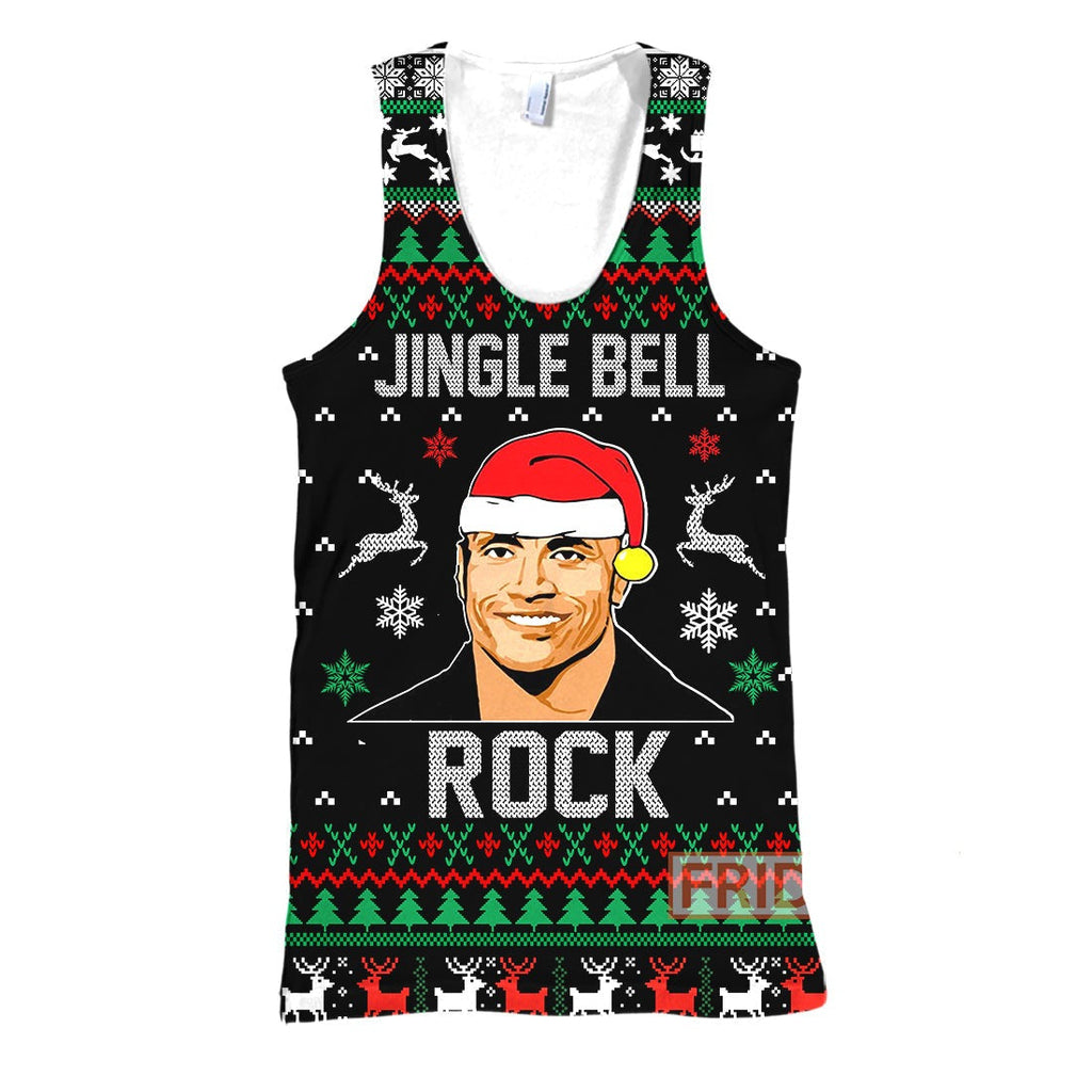  Dwayne Johnson Hoodie Jingle Bell Rock Ugly Christmas Pattern T-shirt Dwayne Johnson Shirt  Sweater Tank 