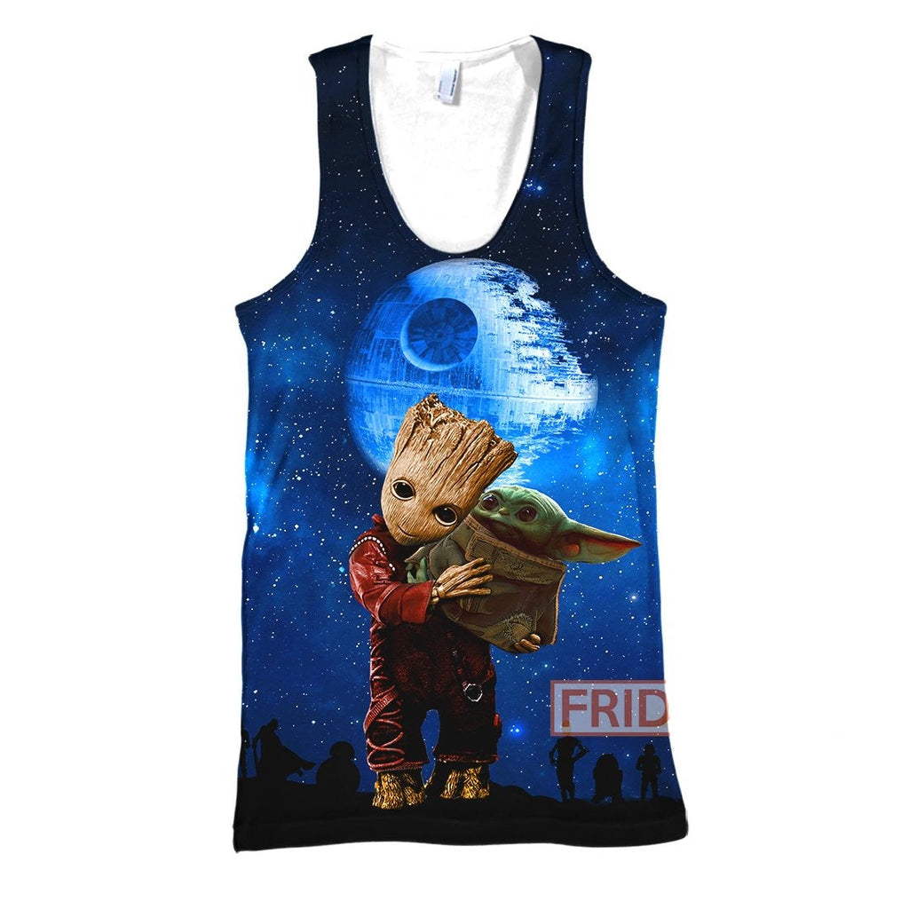  SW Groot T-shirt SW Groot And Baby Yoda All Over Print T-shirt Amazing SW Hoodie Sweater Tank 2024