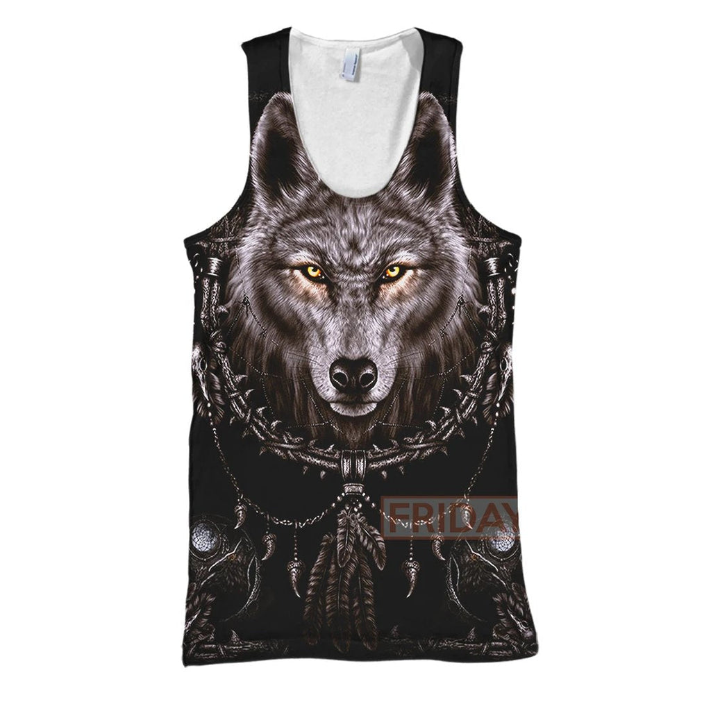 Gifury Native American Hoodie Mystery Wolf Black Native American Dreamcatcher T-shirt Native American Shirt Sweater Tank 2022