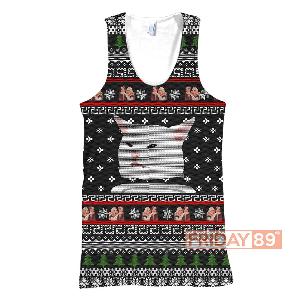 Gifury Cat T-shirt Cat Meme Woman Yelling Christmas Pattern T-shirt Cat Hoodie Sweater Tank 2024