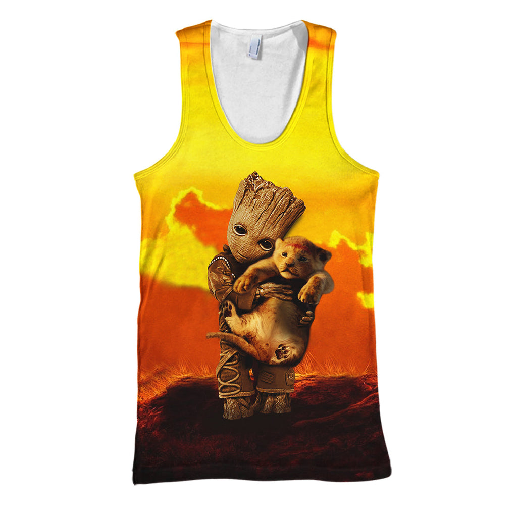 LK T-shirt 3D Print Groot Hug Lion T-shirt Awesome DN Hoodie Sweater Tank