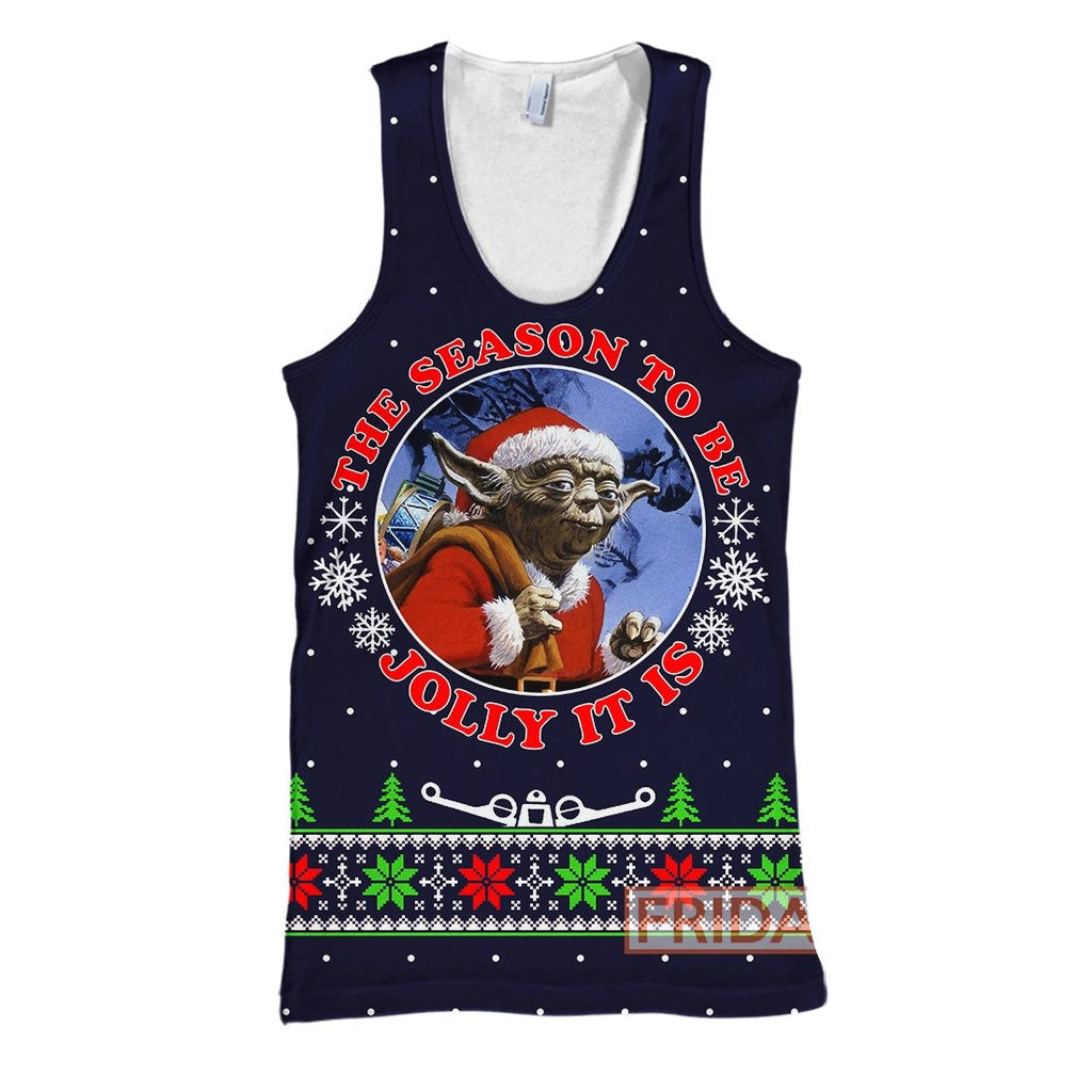  SW T-shirt Yoda The Season To Be Jolly It Is Christmas T-shirt Amazing SW Hoodie Sweater Tank 2024