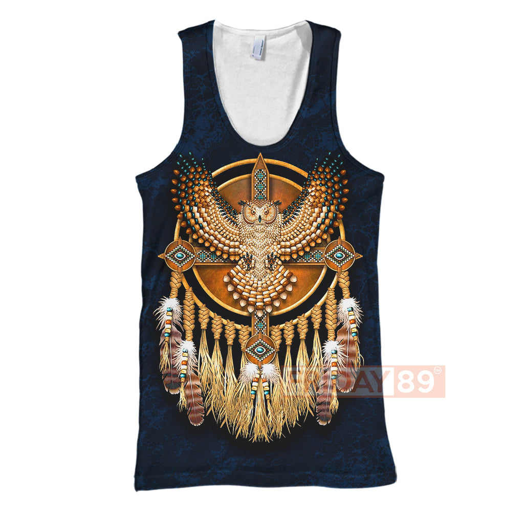 Gifury Native American Hoodie Native American Owl Dreamcatcher Pattern 3D Print T-shirt Native American Shirt Sweater Tank 2022