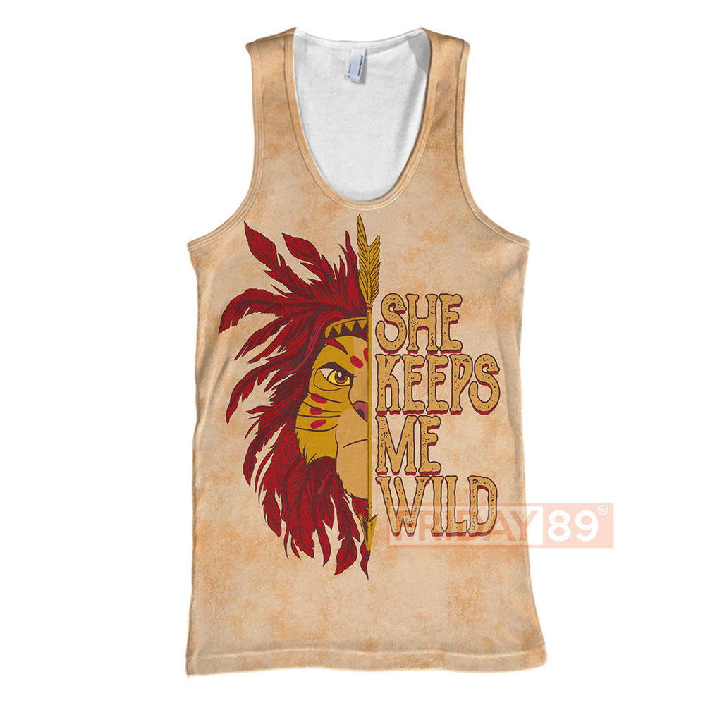 LK T-shirt Simba She Keeps Me Wild T-shirt DN LK Couple Hoodie Sweater Tank