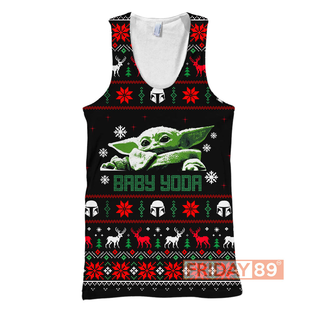  SW T-shirt SW Adorable Baby Yoda Ugly Christmas Pattern T-shirt Amazing SW Hoodie Sweater Tank 2024